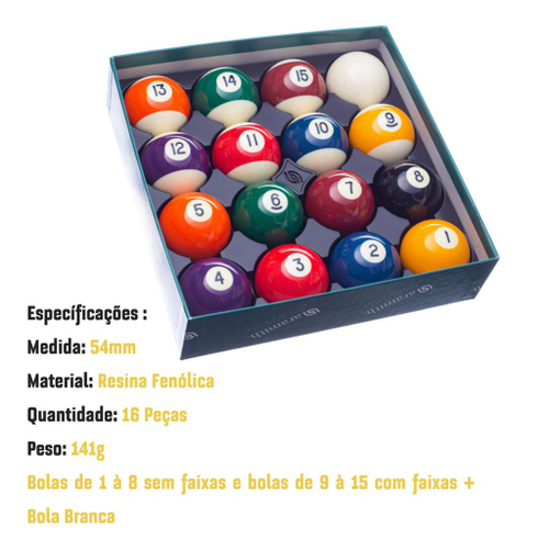 Jogo de Bolas Numeradas Aramith 54 mm