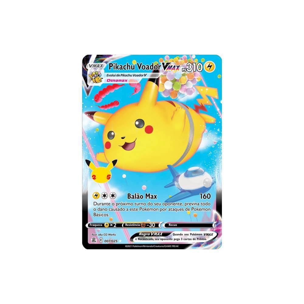 Pikachu Voador V-Max Foil Pokémon Carta Em Português 7/25 em Promoção na  Americanas