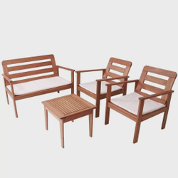 Conjunto para Jardim com 1 Sofá 2 Poltronas 1 Mesa de Centro Madeira Maciça Cairo Cedro Rosa é boa?