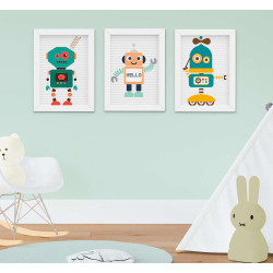 Quadro Infantil Menino Robozinhos Kit 3 Peças Menor preço em Quadro Infantil Menino Robozinhos Kit 3 Peças