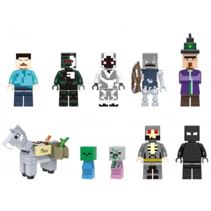 Kit 16 Bonecos Minifigures Blocos De Montar Minecraft Top em