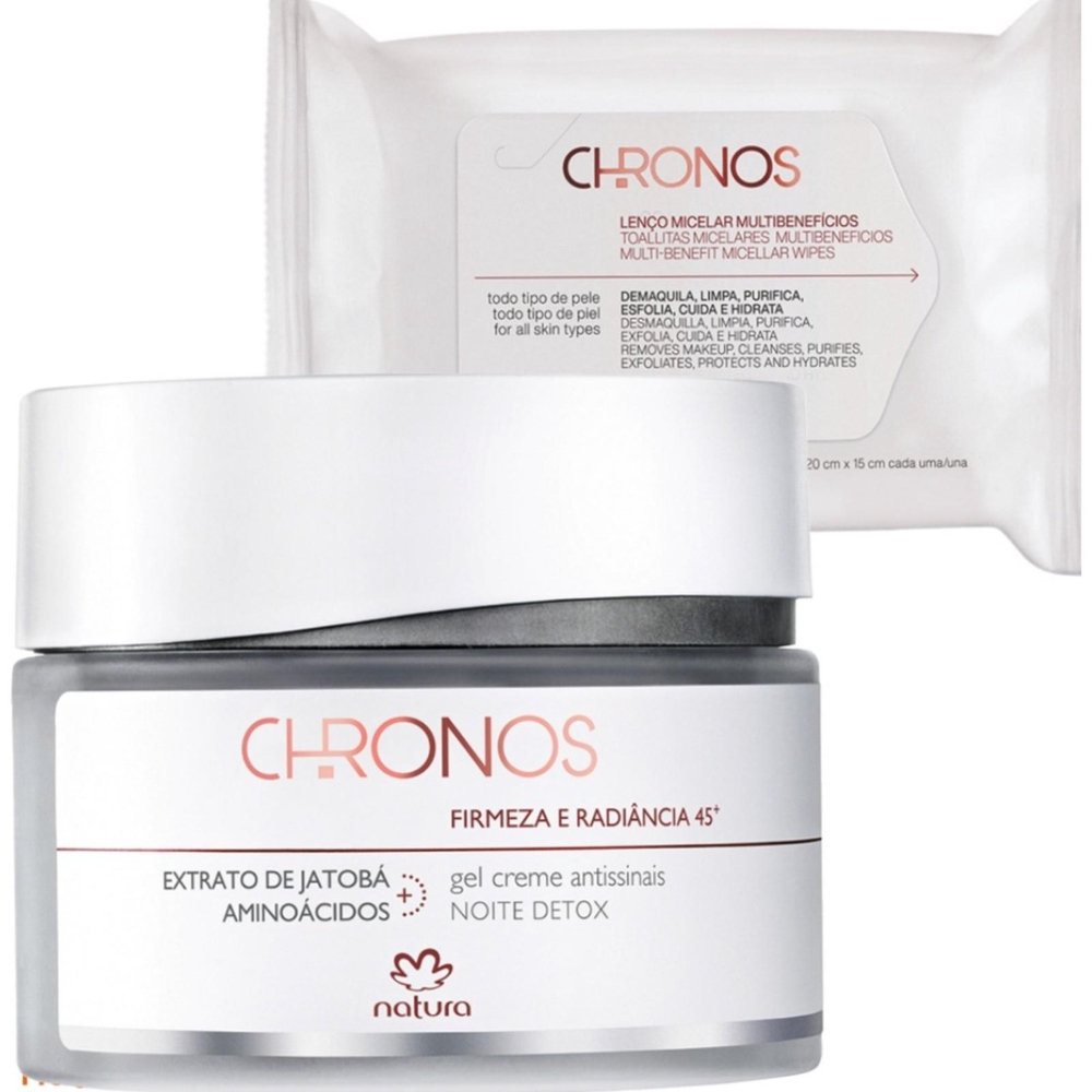 Kit Natura Chronos Creme Facial 45 + Noite + Lenço Micelar | Submarino