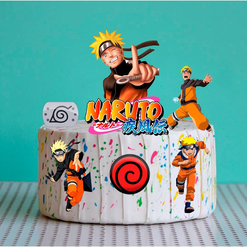 TOPO DE BOLO FESTA ANIVERSÁRIO NARUTO SHIPPUDEN - 4 UN - Casa das