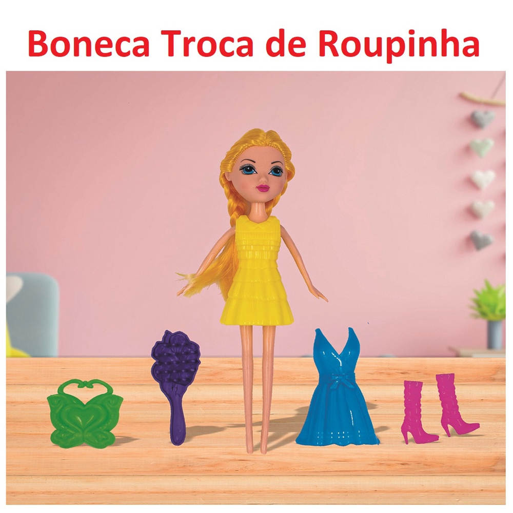 Boneca Troca de Roupa com Acessórios - Boneca Troca de Roupa com