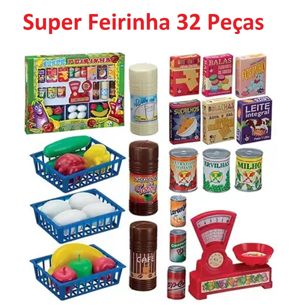 Nutri Feirinha de Frutas e Legumes 8 Peças Comidinha de Brinquedo