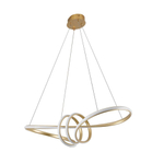 Pendente Led Moderno Dourado Bie 80Cm Mesa Sala De Jantar