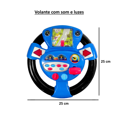 Volante de Brinquedo Infantil com Luzes Sons e Jogo do Carrinho no