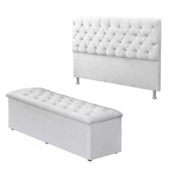 Cabeceira Mais Calçadeira Baú Casal 140cm Para Cama Box Courino Branco é boa?