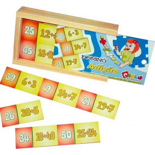 Jogo Dominó Multiplicaçãõ MDF Carlu Brinquedos - Padihey