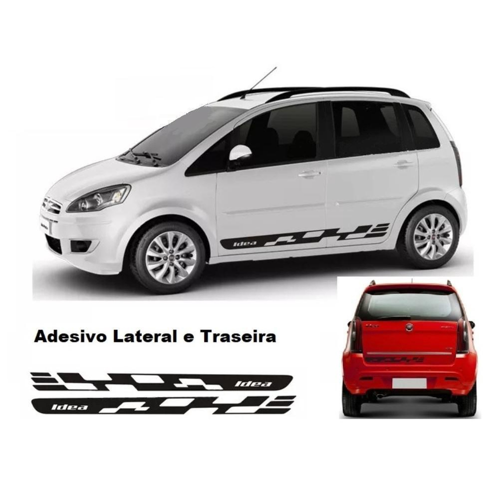 Adesivo Lateral Fiat Idea Fg E Traseira Kit Faixa Fita Submarino