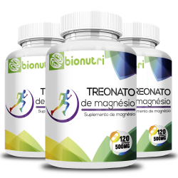 Kit 3x Treonato De Magnésio 120 Cápsulas 500Mg Bionutri Menor preço em Kit 3x Treonato De Magnésio 120 Cápsulas 500Mg Bionutri