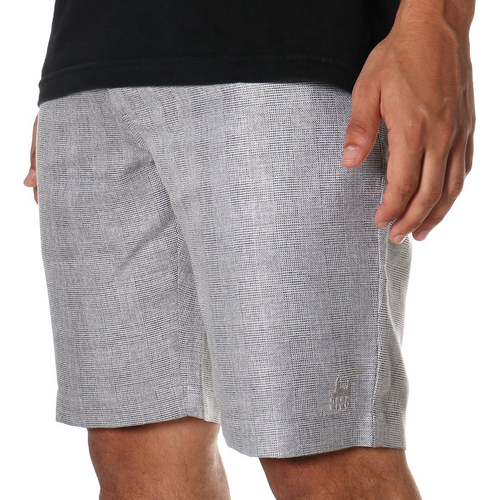 Bermuda de lã e seda com estampa xadrez em jacquard (Fulvo Suave) - Homens