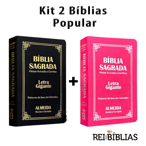 Biblia Letra Hipergigante Luxo Preta com Harpa 14x21cm