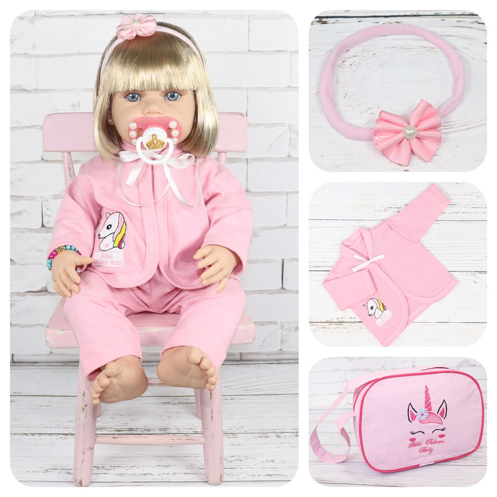 Bebe Reborn Princesa Corpo De Pano Boneca Com Acessórios - R$ 198,9