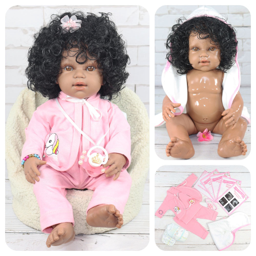 Bebê Reborn Original Linda Menina Cabelo Afro 100% Silicone em Promoção na  Americanas