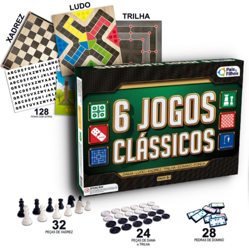 Brinquedo Jogo Xadrez E Trilha Grande Clássico Infantil + Nf