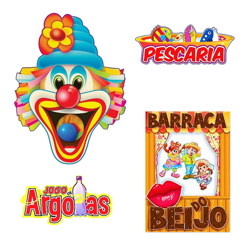 Kit jogos festa junina palhaço bocão pescaria E argolas caipira arraia em  Promoção na Americanas