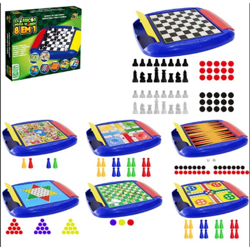 Jogo Educativo De Tabuleiro 4 X1 Xadrez Dama Ludo E Trilha