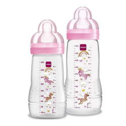 Kit 2 Mamadeiras Easy Active 270/330ml 2m + Rosa - mam Menor preço em Kit 2 Mamadeiras Easy Active 270/330ml 2m + Rosa - mam