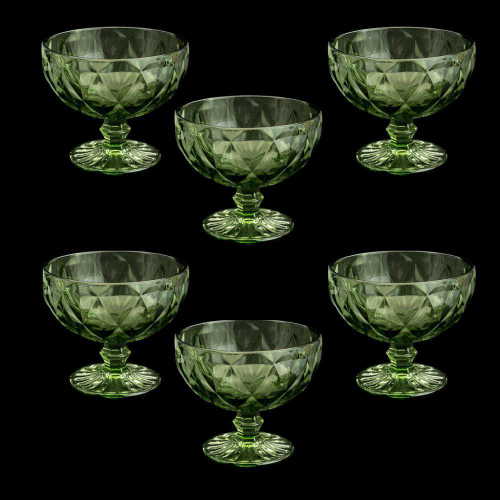 Jogo 6 tacas sobremesa coupe champagne diamond verde 310ml em promo o