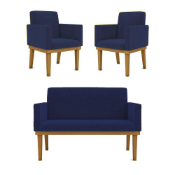 Kit Sofá 2 Lugares + Poltrona Com Base Suede azul Marinho é boa?