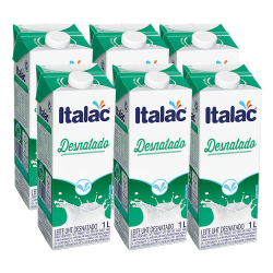 Kit com 6 Unidades leite uht desnatado 1L italac Menor preço em Kit com 6 Unidades leite uht desnatado 1L italac