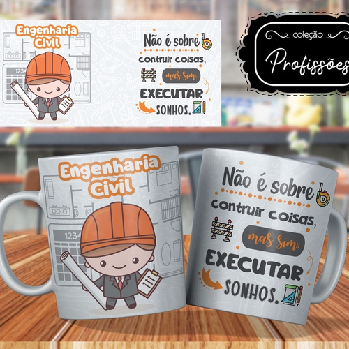 Caneca Personalizada Engenharia Civil Cer Mica Ml Profiss O