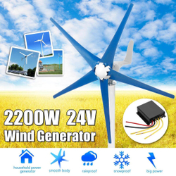 Kit gerador de turbina eólica 24V de potência máxima de 2200 W 5 laminas controlador de carga - azul é boa?