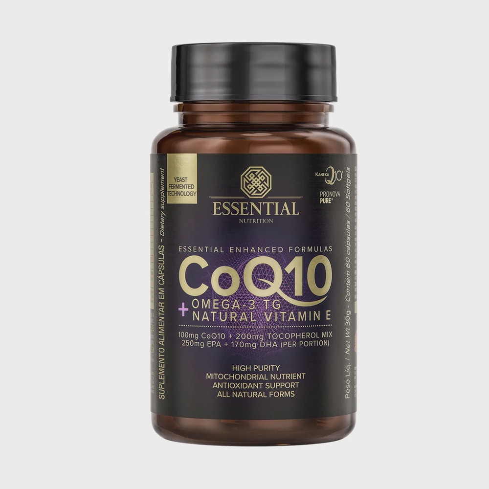 CoQ10 + Omega 3TG + Natural Vitamin E Pote 60 caps Essential no Shoptime