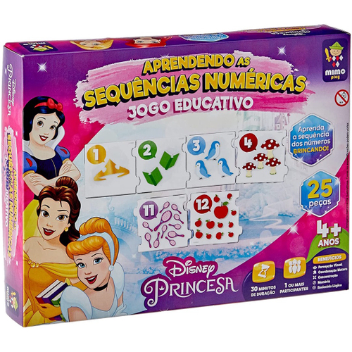 Jogo Educativo - Aprendendo as Sequências Numéricas - Disney - Princesa -  25 Peças - Mimo