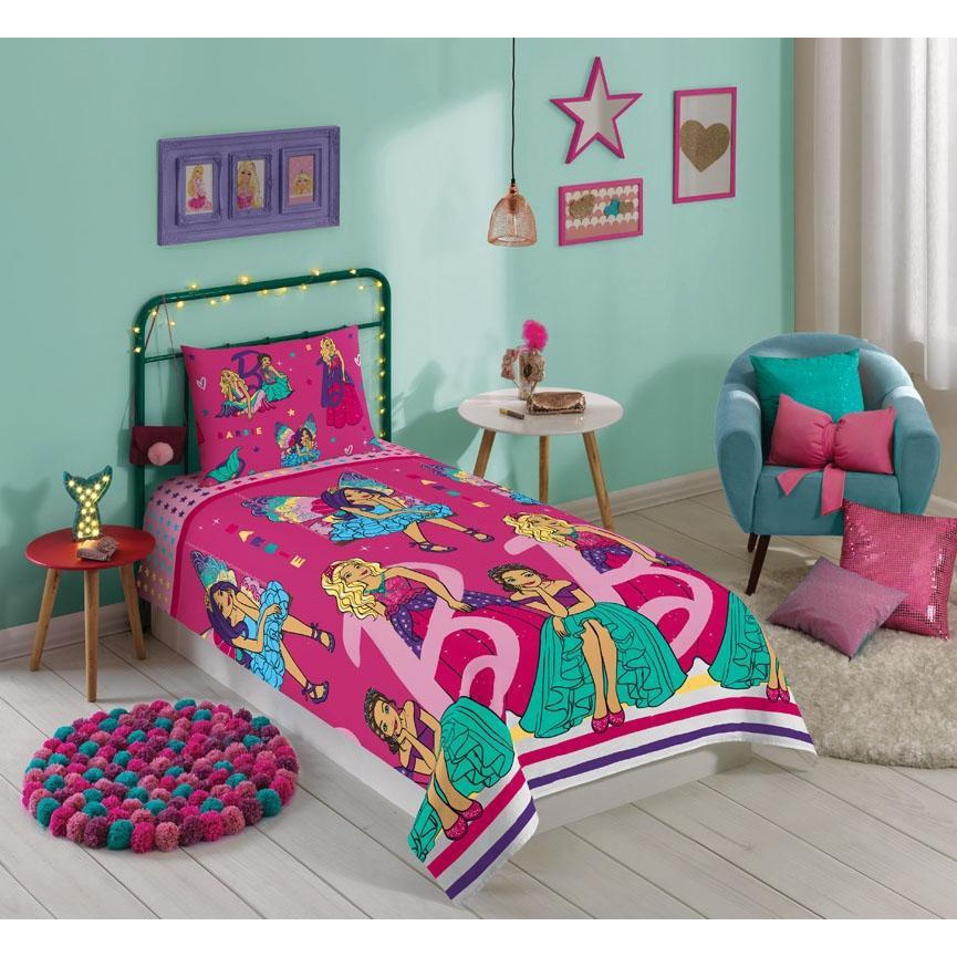 Jogo de Cama Solteiro Lepper Barbie Sereia 3 Peças Rosa - Compre