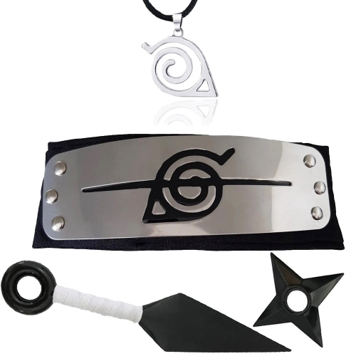 Kit Bandana Naruto aldeia da folha Renegado, Kunai, Shuriken e