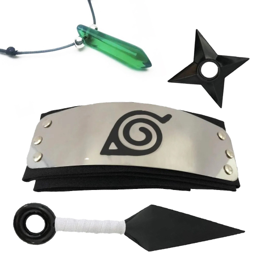 Kit Completo do Naruto Aldeia da Folha Vem Com Kunai Shuriken Bandana e Um  Boneco do Naruto no Shoptime