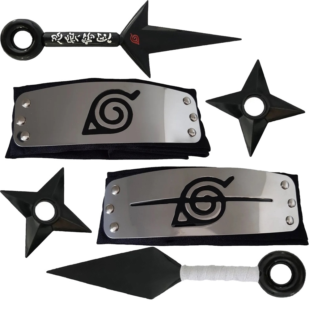 Kit Bandana Naruto aldeia da folha Renagado, Kunai, Shuriken