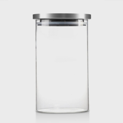 Pote Hermético De Vidro Com Tampa Inox Prata 1L Menor preço em Pote Hermético De Vidro Com Tampa Inox Prata 1L