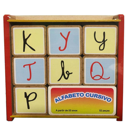 Brinquedo Pedagógico Madeira Abc Alfabeto Letras 72 Peças Jogo