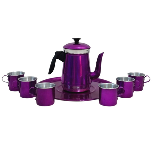 Jogo De Xícaras Com Bule Completo Café Chá Pires 12pcs Preto - R$ 195,04