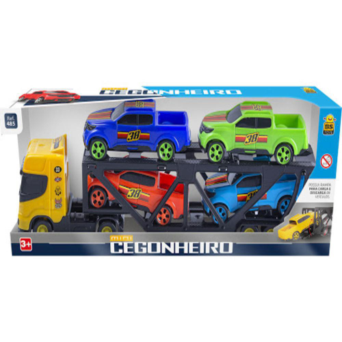 Caminhão Brinquedo Infantil Cegonha Miniatura + 4 Carrinhos - Bs Toys