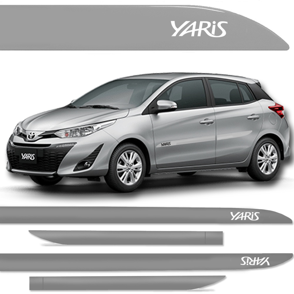 Jogo Friso Lateral Toyota Yaris Hatch Prata Lua Nova No Shoptime