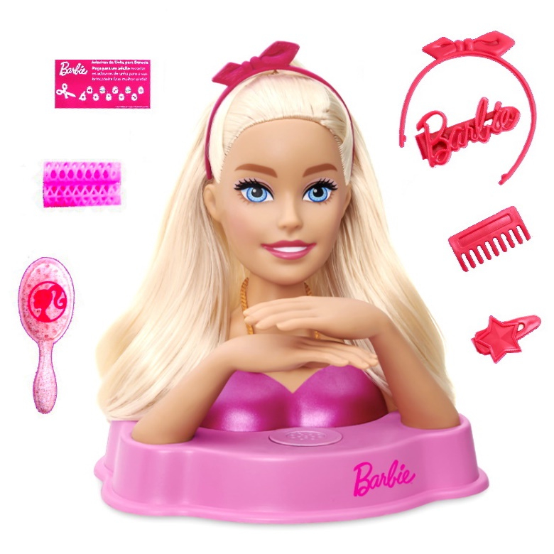 Boneca busto com acessórios sparkle girlz, cabeça para pente e