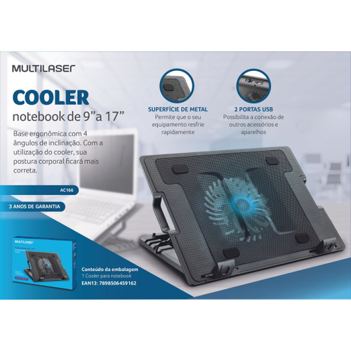 Cooler Notebook Suporte Mesa Base Vertical Multilaser Ac166 Em Promoção ...