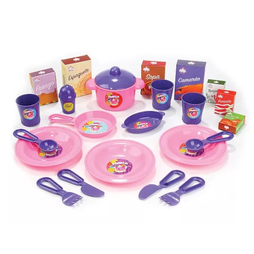 Jogo de Pratos com Talher Brinquedo Cozinha Infantil Acessorios de Comidinha  Menina em Promoção na Americanas