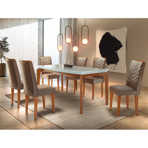 Conjunto Sala de Jantar Mesa e 6 Cadeiras Kate Espresso Móveis