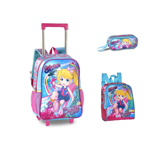 Kit Mochila G Polly Pocket 19M Costas + Lancheira Original