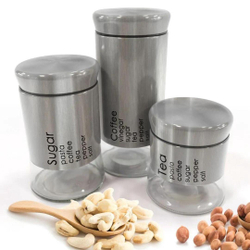 Kit 3 Potes de Inox e Vidro Hermético Design Prata Porta Mantimentos Menor preço em Kit 3 Potes de Inox e Vidro Hermético Design Prata Porta Mantimentos