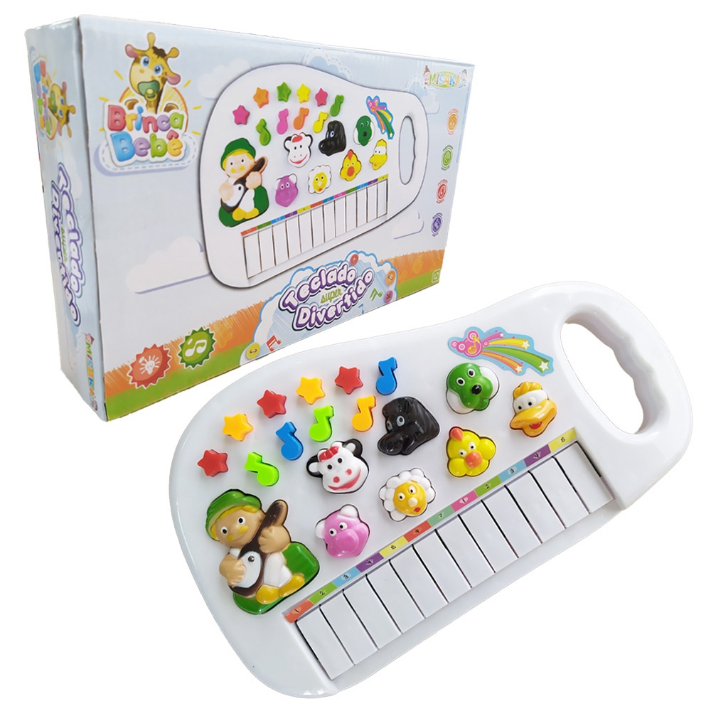 Brinquedo teclado infantil com som dos animais e música