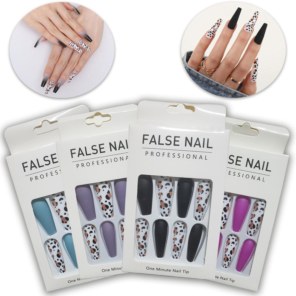 Kit Com 24 Unhas Postiças Yin Yang, Art Nail