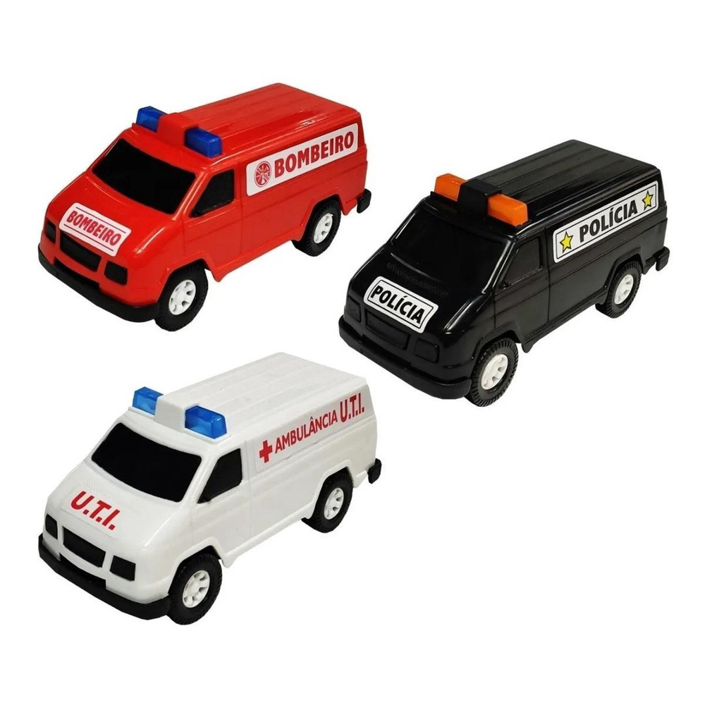 KIt Caminhão bombeiro e ambulância de brinquedo infantil carrinho