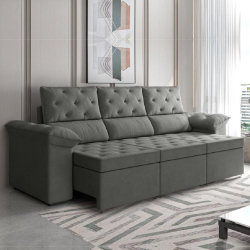 Sofá Retrátil 3 Lugares 2,10m York Suede Cinza é boa?