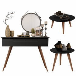 Conjunto Aparador Retrô com 2 Gavetas Outlet / Mesa Centro e Lateral Cissa - Preto - rpm Móveis Menor preço em Conjunto Aparador Retrô com 2 Gavetas Outlet / Mesa Centro e Lateral Cissa - Preto - rpm Móveis